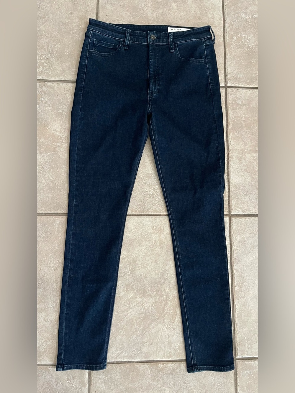rag & bone Women's Tina High-Rise Full Length Skinny in Optic Dark Wash, Size 30